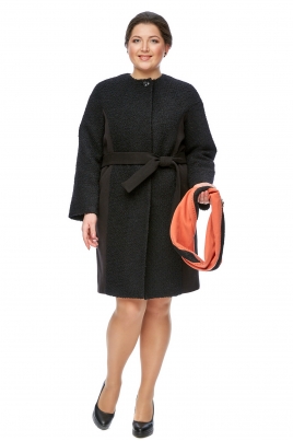 Демисезонное женское пальто из текстиля без воротника