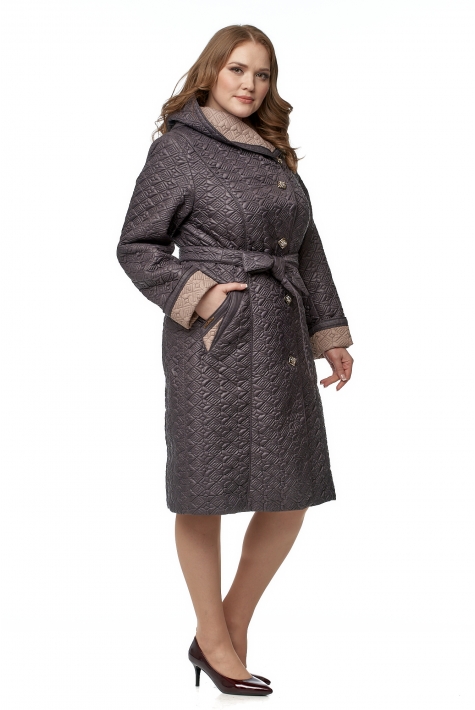 Женское пальто из текстиля с капюшоном 8016131