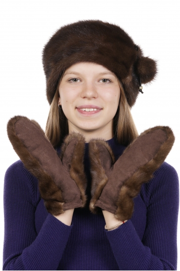 Варежки женские из норки