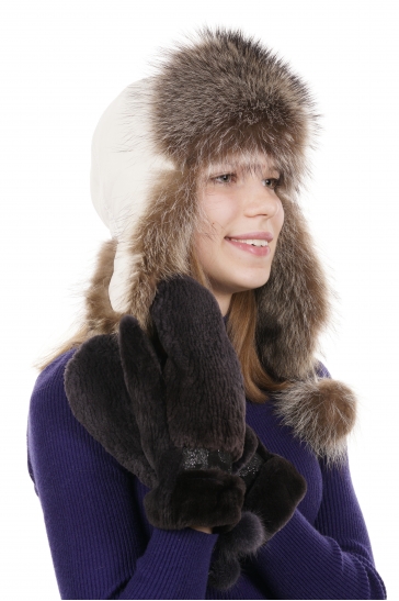 Варежки женские из бобра