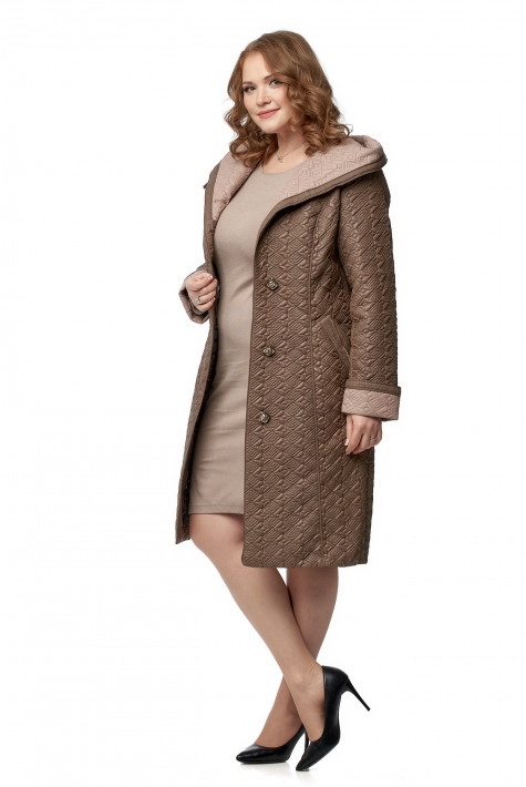 Женское пальто из текстиля с капюшоном 8019513