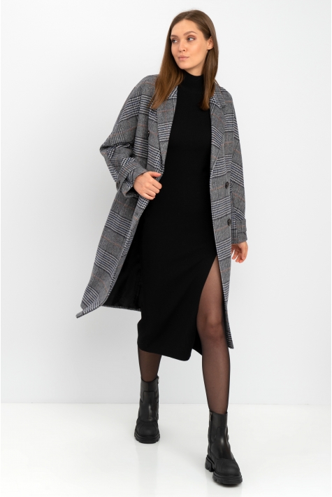 Женское пальто из текстиля с воротником 8022145
