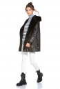 Женская кожаная куртка из эко-кожи с капюшоном, отделка искусственный мех 8022588-4