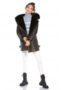 Женская кожаная куртка из эко-кожи с капюшоном, отделка искусственный мех 8022588-7