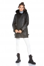 Женская кожаная куртка из эко-кожи с капюшоном, отделка искусственный мех 8022588-10